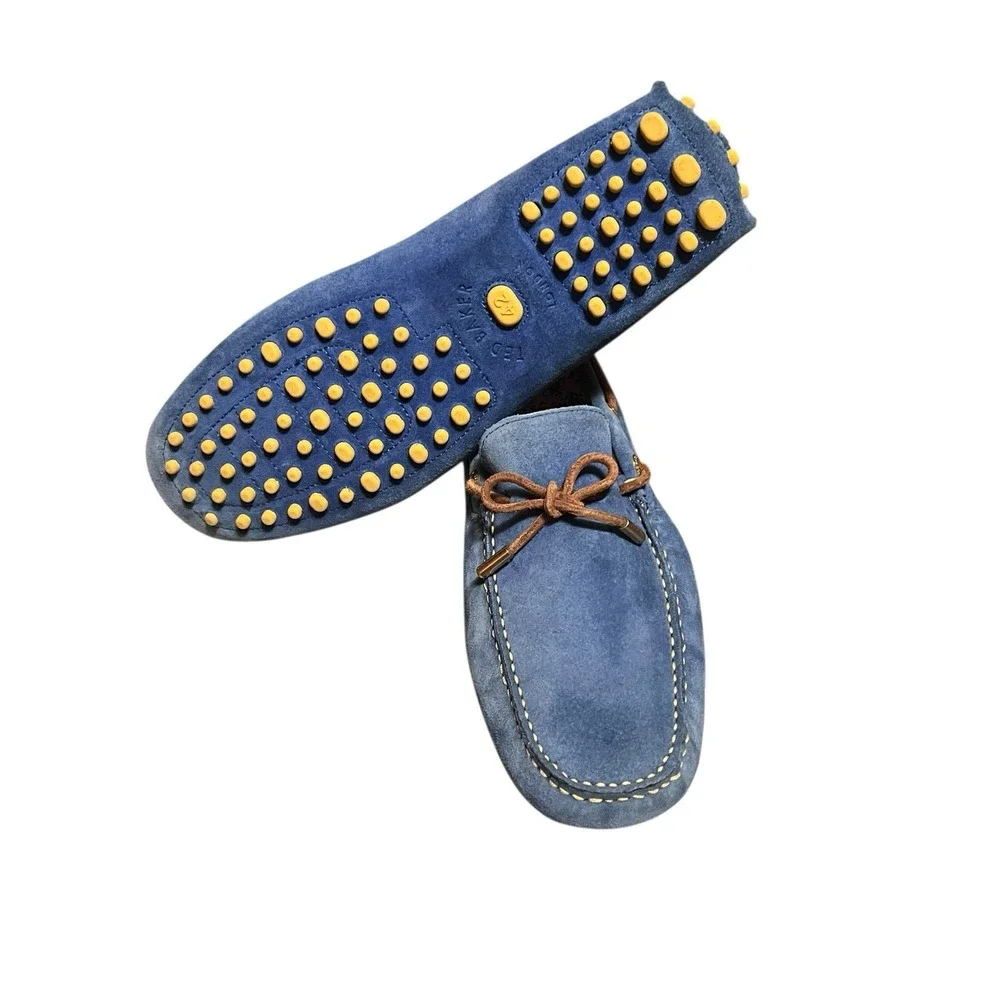 TED BAKER London Mens Blue Driving Moccasin Suede Shoes SUPER CLEAN‎ EU 42 /US 9